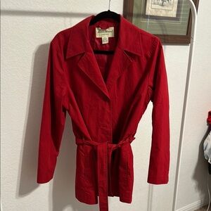 Eddie Bauer Red Belted Short Trench